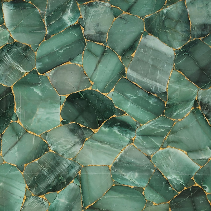 QUARTZ GREEN WITH GOLD 20MM
